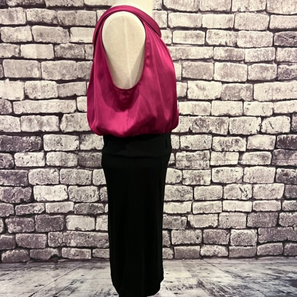 MNG By Mango Purple & Black Sleeveless Cowl Neck Dress Size 8 - Picture 9 of 10